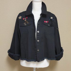 NWOT Anthropologie Guest Editor Military Embellished Fringe Jacket
